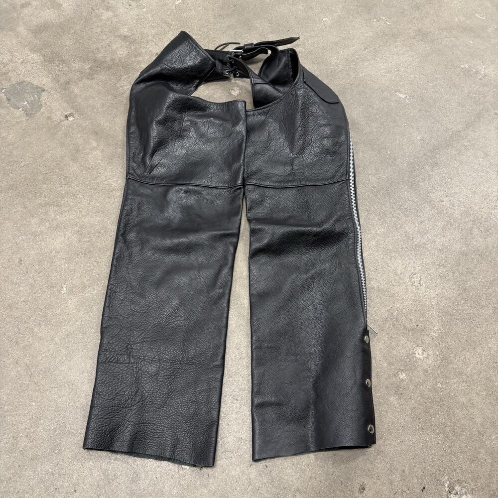 STEER BRAND GENUINE LEATHER MOTORCYCLE BIKER CHAPS SIZE MEDIUM